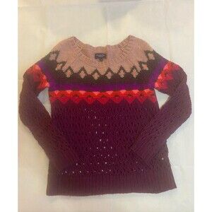 American Eagle Sweater Womens Large Maroon Pink Knit